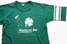 画像1: 70s USA製 Championチャンピオン Shamrock Bar 四つ葉クローバー コットン フットボールTシャツ 緑 M (1)