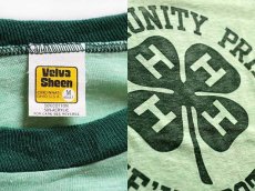 画像3: 70s USA製 Velva Sheen 4H クローバー 染み込みプリント ラグランTシャツ 杢グリーン×緑 M (3)