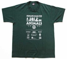 画像2: 90s USA製 HUMANE WALK FOR ANIMALS 1995 両面プリント Tシャツ 深緑 L (2)
