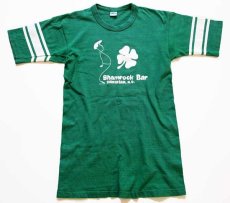 画像2: 70s USA製 Championチャンピオン Shamrock Bar 四つ葉クローバー コットン フットボールTシャツ 緑 M (2)