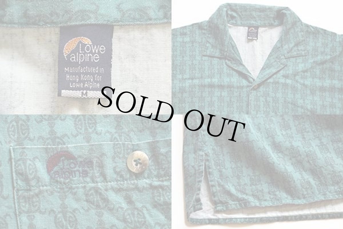 画像3: 90s Lowe alpineロウアルパイン 亀柄 総柄 半袖 コットンシャツ M (3)