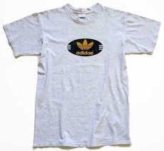 画像2: 80s カナダ製 adidasアディダス トレフォイル ロゴ コットンTシャツ 杢ライトグレー S (2)