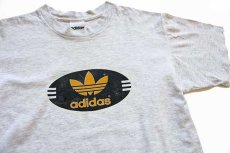画像1: 80s カナダ製 adidasアディダス トレフォイル ロゴ コットンTシャツ 杢ライトグレー S (1)