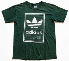 画像2: 80s USA製 adidasアディダス トレフォイル ビッグロゴ 両面プリント コットンTシャツ 緑 M (2)