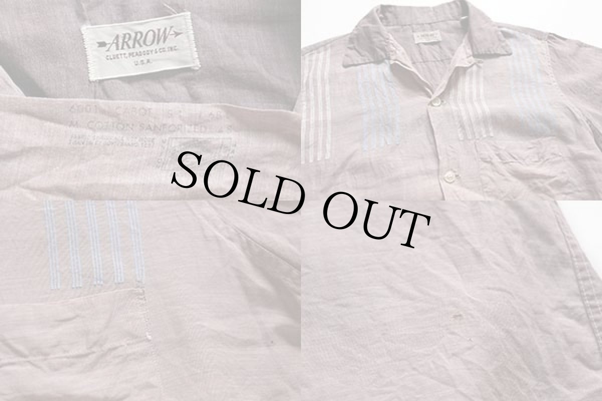 画像3: 60s USA製 ARROW ステッチ装飾 ツートン 切り替え 半袖 コットンシャツ M (3)