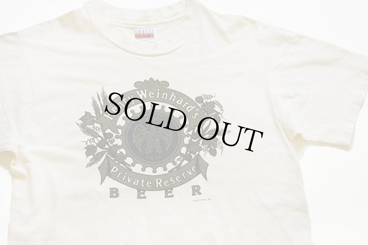 画像1: 80s USA製 Hanes Henry Weinhard's Private Reserve BEER コットンTシャツ アイボリー M (1)