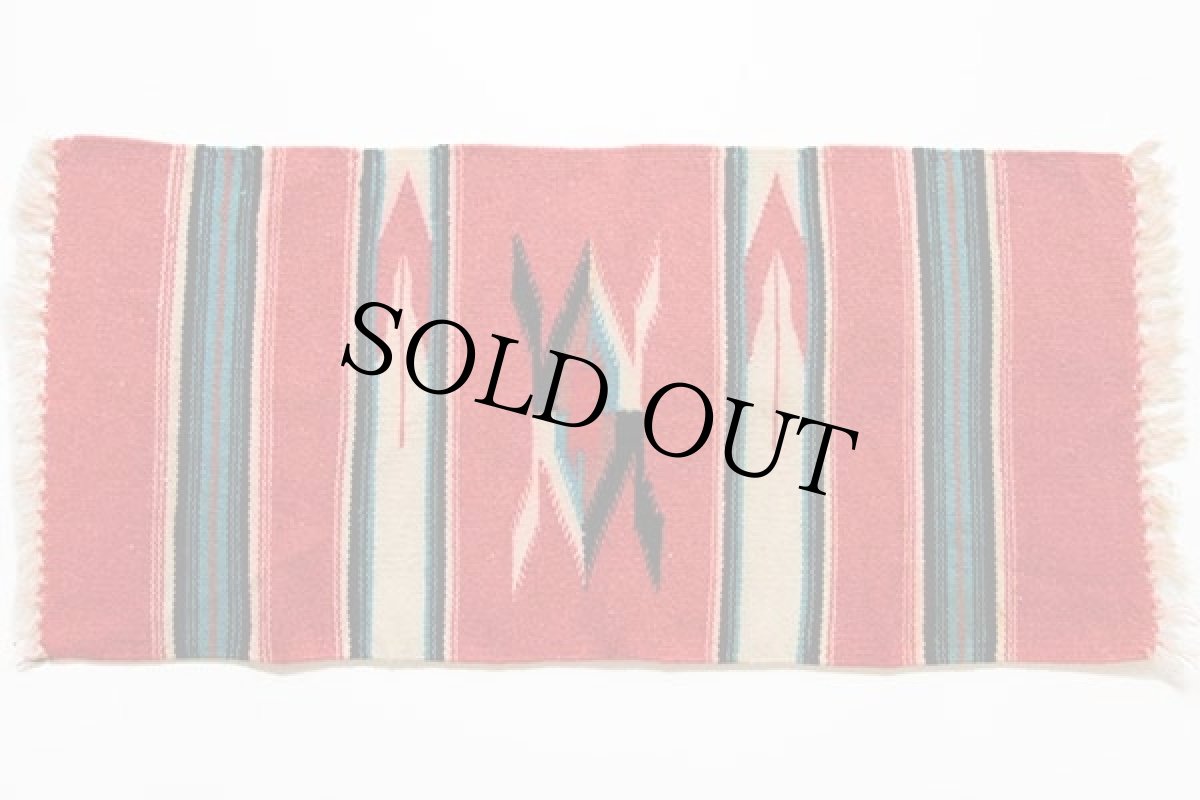 画像2: ビンテージ ネイティブ柄 チマヨ ラグ マット レッド (2)