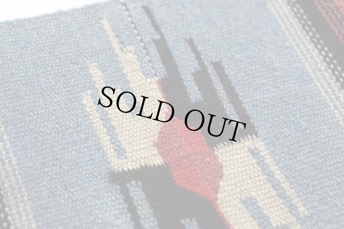 画像3: ビンテージ ネイティブ柄 チマヨ ラグ マット ブルーグレー (3)