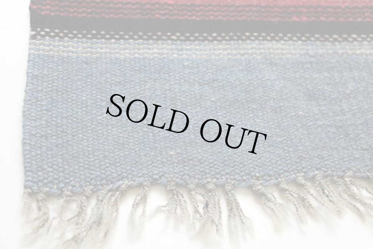 画像4: ビンテージ ネイティブ柄 チマヨ ラグ マット ブルーグレー (4)