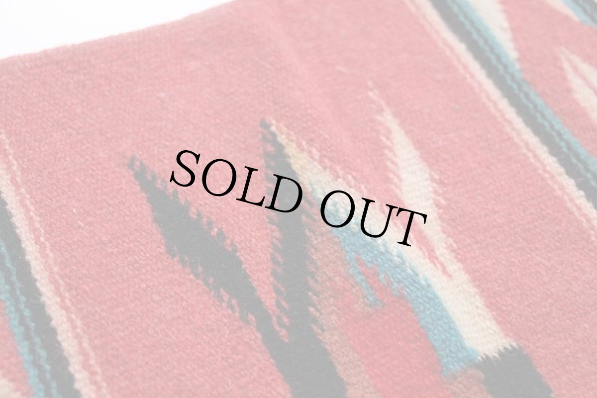 画像3: ビンテージ ネイティブ柄 チマヨ ラグ マット レッド (3)