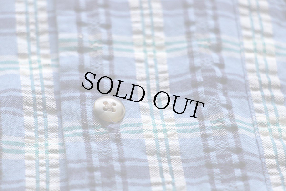 画像4: 80s USA製 L.L.Bean チェック ボタンダウン 半袖 コットン シアサッカーシャツ M (4)