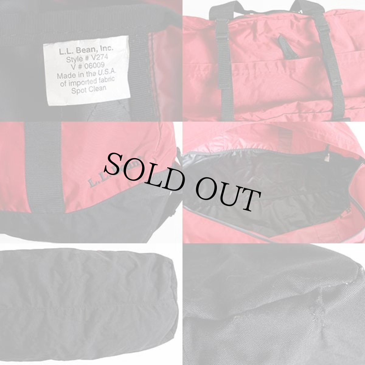 画像4: 90s USA製 L.L.Bean アドベンチャー ナイロン ダッフルバッグ 赤×黒★ラージ (4)