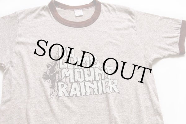 70s USA製 GO CLIMB MOUNT RAINIER リンガーTシャツ 杢ブラウン