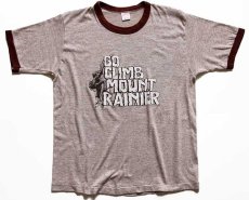 画像2: 70s USA製 GO CLIMB MOUNT RAINIER リンガーTシャツ 杢ブラウン L (2)