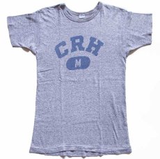 画像2: 70s USA製 Championチャンピオン CRH 染み込みプリント 88/12 Tシャツ 杢グレー M (2)