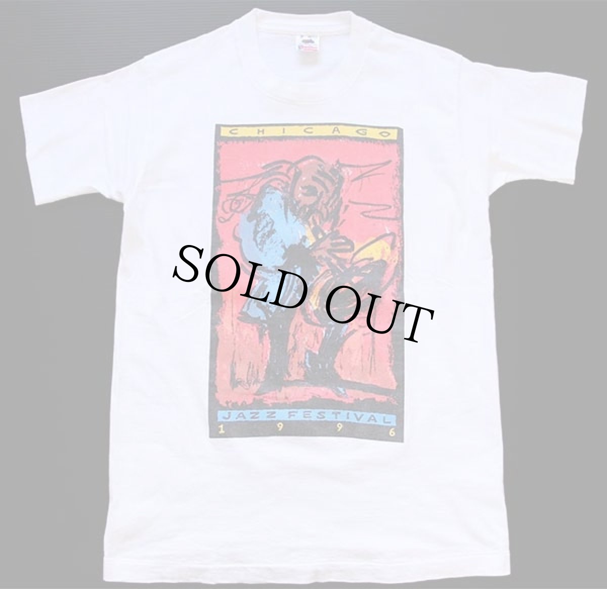 画像2: 90s USA製 CHICAGO JAZZ FESTIVAL 1996  両面プリント アート コットンTシャツ 白 M (2)