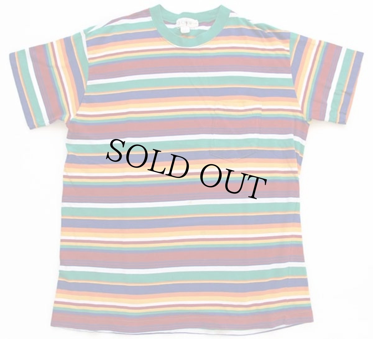 画像2: 90s J.CREW ランダムボーダー コットン ポケットTシャツ L (2)