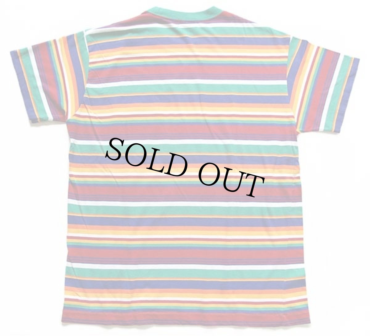 画像3: 90s J.CREW ランダムボーダー コットン ポケットTシャツ L (3)