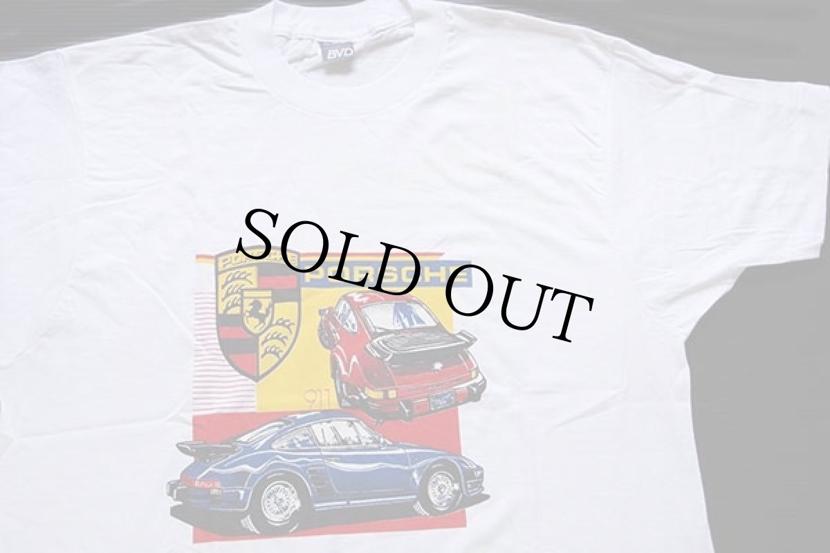 画像1: デッドストック★80s USA製 BVD PORSCHE ポルシェ 911 コットンTシャツ 白 XL★B (1)