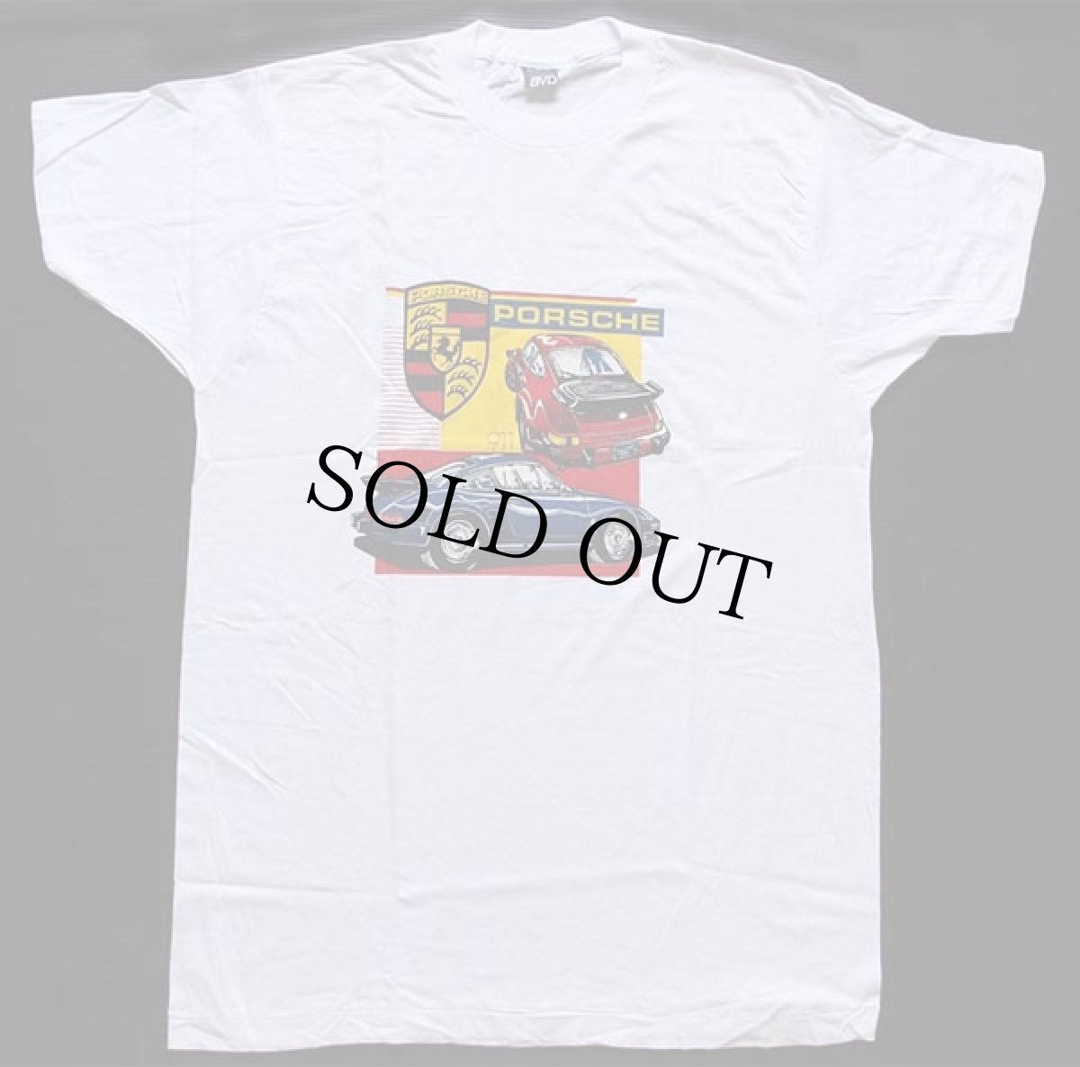 画像2: デッドストック★80s USA製 BVD PORSCHE ポルシェ 911 コットンTシャツ 白 XL★B (2)