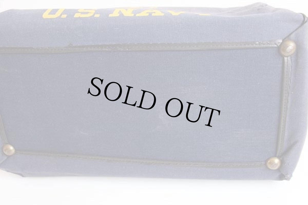 画像6: 50s 米軍 U.S.NAVY フロッキープリント ボストンバッグ ナス紺 フェード (6)