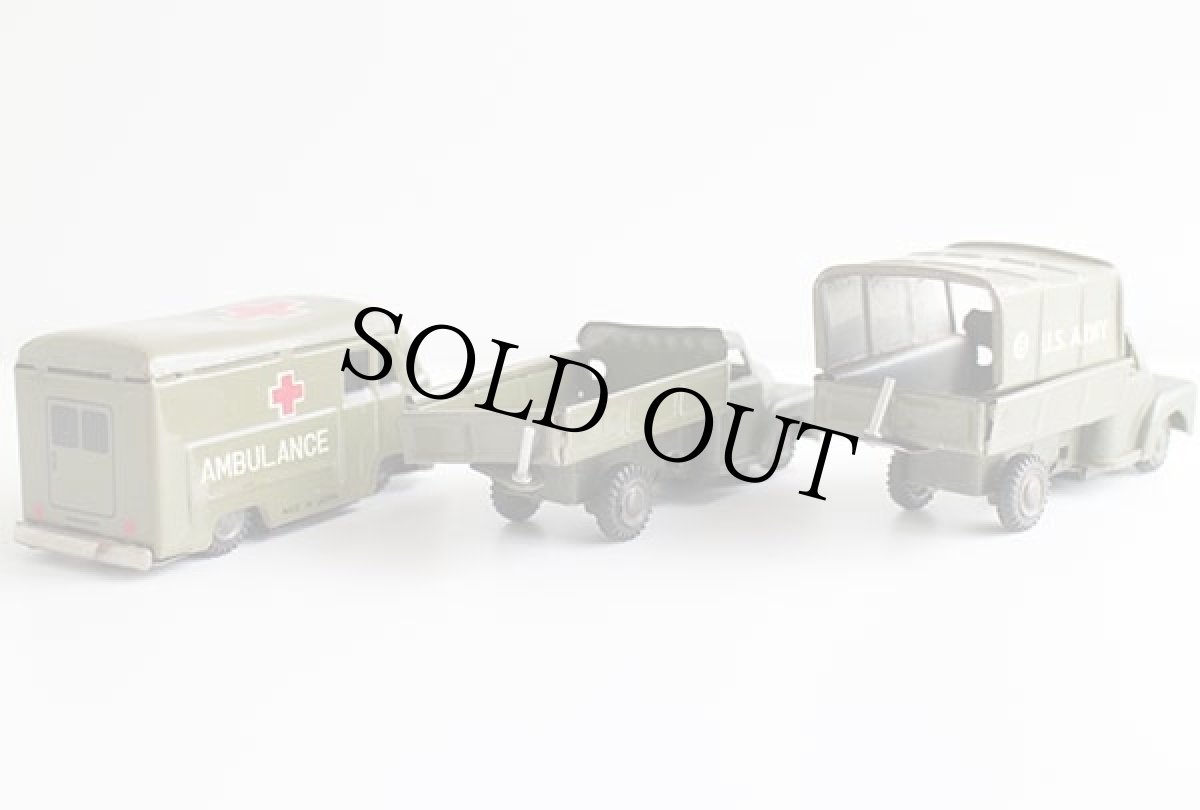 画像2: 60s 日本製 U.S.ARMY トラック AMBULANCE ブリキ ミニカー 3台セット (2)