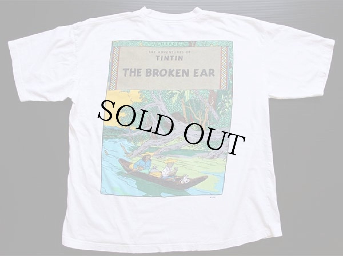 画像3: THE ADVENTURES OF TINTIN タンタン 両面プリント コットンTシャツ 白★タンタンの冒険 (3)