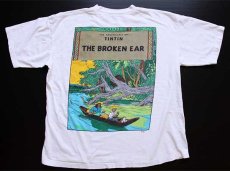 画像3: THE ADVENTURES OF TINTIN タンタン 両面プリント コットンTシャツ 白★タンタンの冒険 (3)