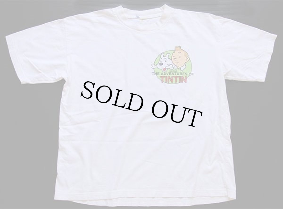画像2: THE ADVENTURES OF TINTIN タンタン 両面プリント コットンTシャツ 白★タンタンの冒険 (2)