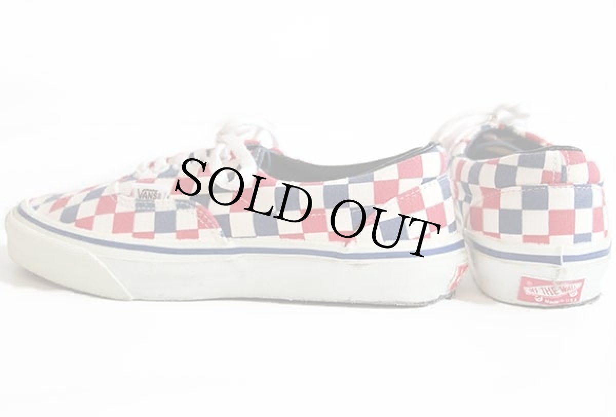 画像2: 90s USA製 VANSバンズ ERAエラ チェッカーフラッグ 紺×赤×白 7.5★スニーカー (2)