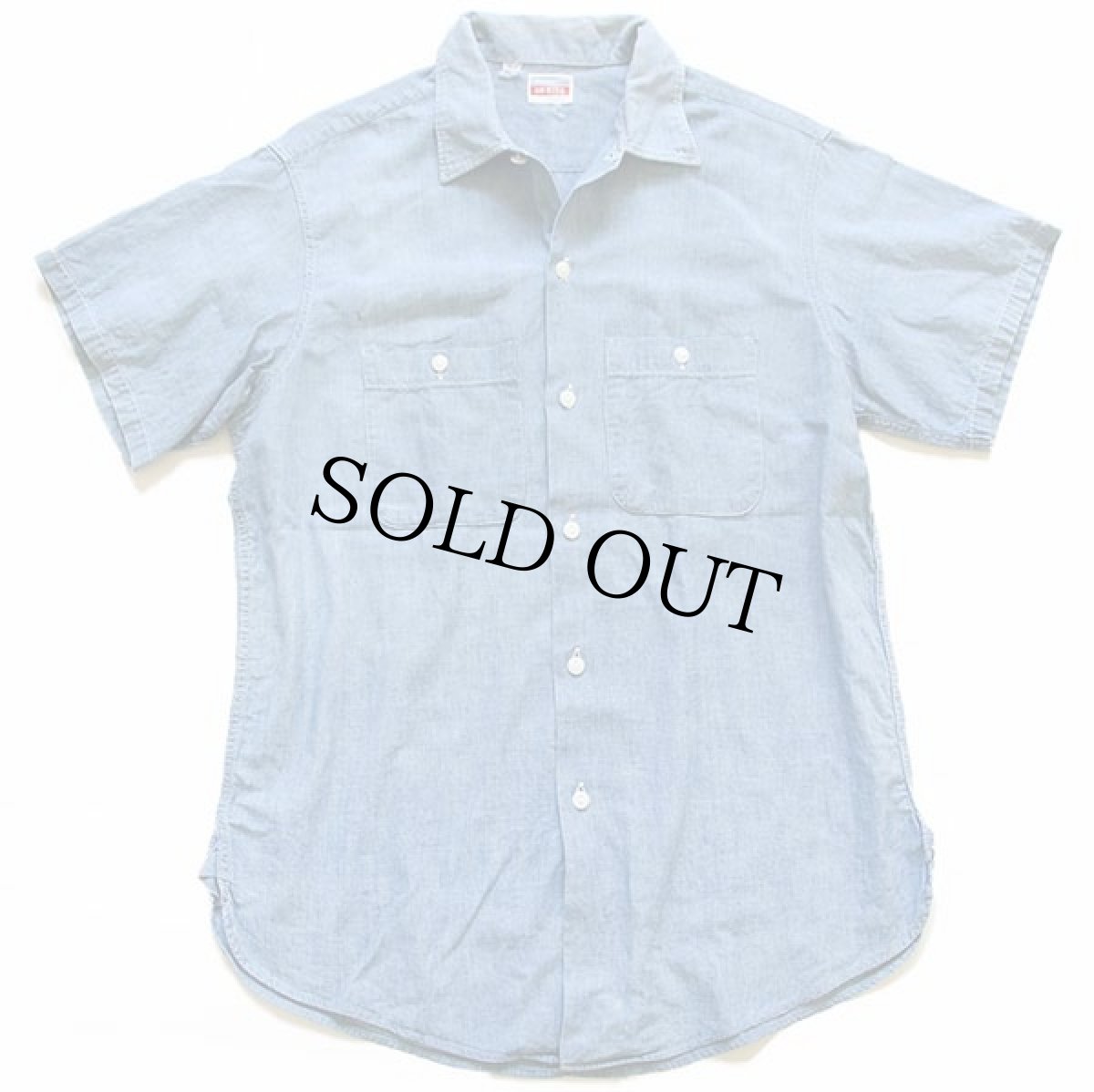 画像1: 50s PENNEY'S OX-HIDE マチ付き 半袖 コットン シャンブレーシャツ (1)