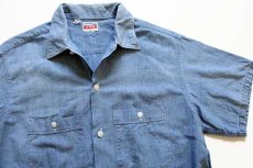 画像3: 50s PENNEY'S OX-HIDE マチ付き 半袖 コットン シャンブレーシャツ (3)