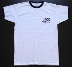 画像2: 80s USA製 Championチャンピオン JCC MINNEAPOLIS 染み込みプリント リンガーTシャツ 白×紺 XL (2)