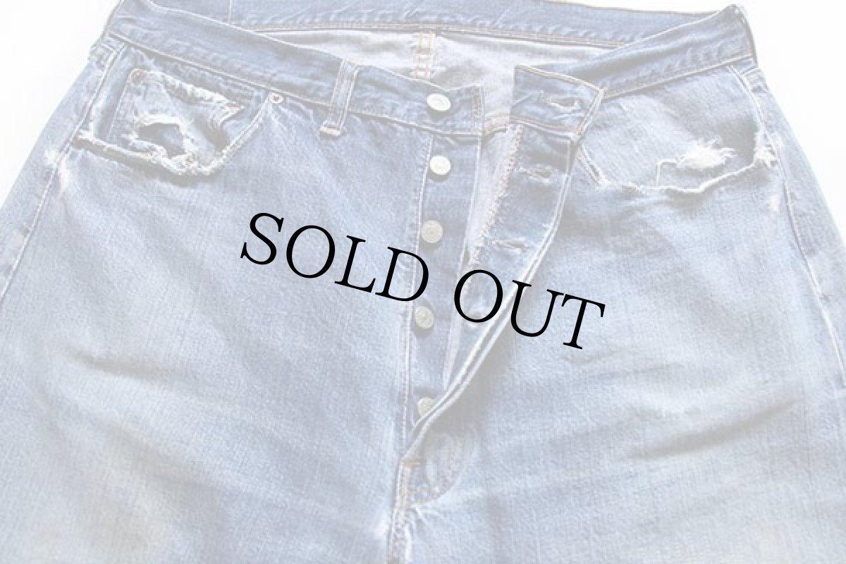 画像4: 60s LEVI'Sリーバイス 501 BIGE ダメージ デニムパンツ w38 (4)