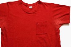 画像2: 70s USA製 UNIDOS EN LA LUCHA UNITED FARMWORKERS 染み込みプリント コットン ポケットTシャツ 赤 L (2)