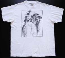 画像2: 90s ONEITA JACK RED CLOUD ネイティブ インディアン コットンTシャツ 白 XL (2)