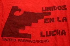 画像5: 70s USA製 UNIDOS EN LA LUCHA UNITED FARMWORKERS 染み込みプリント コットン ポケットTシャツ 赤 L (5)