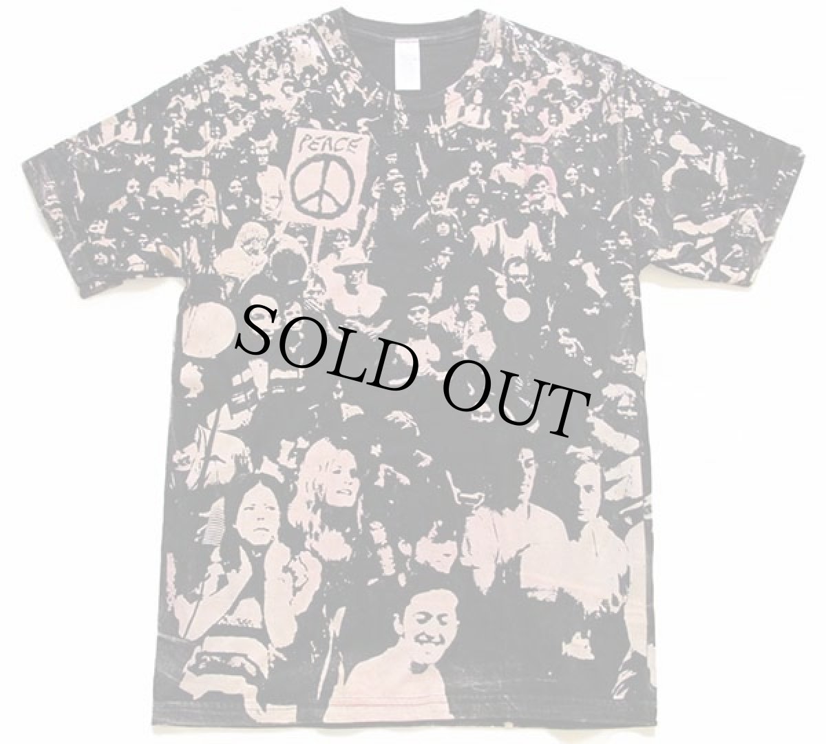 画像2: WOODSTOCKウッドストック風 PEACE オールオーバープリント Tシャツ 黒 M (2)