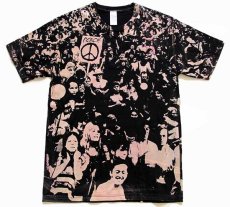 画像2: WOODSTOCKウッドストック風 PEACE オールオーバープリント Tシャツ 黒 M (2)