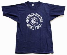 画像2: 70s USA製 mayo SPRUCE WANTAGH SEAFORD BASKETBALL 12 ナンバリング コットンTシャツ ナス紺 L (2)