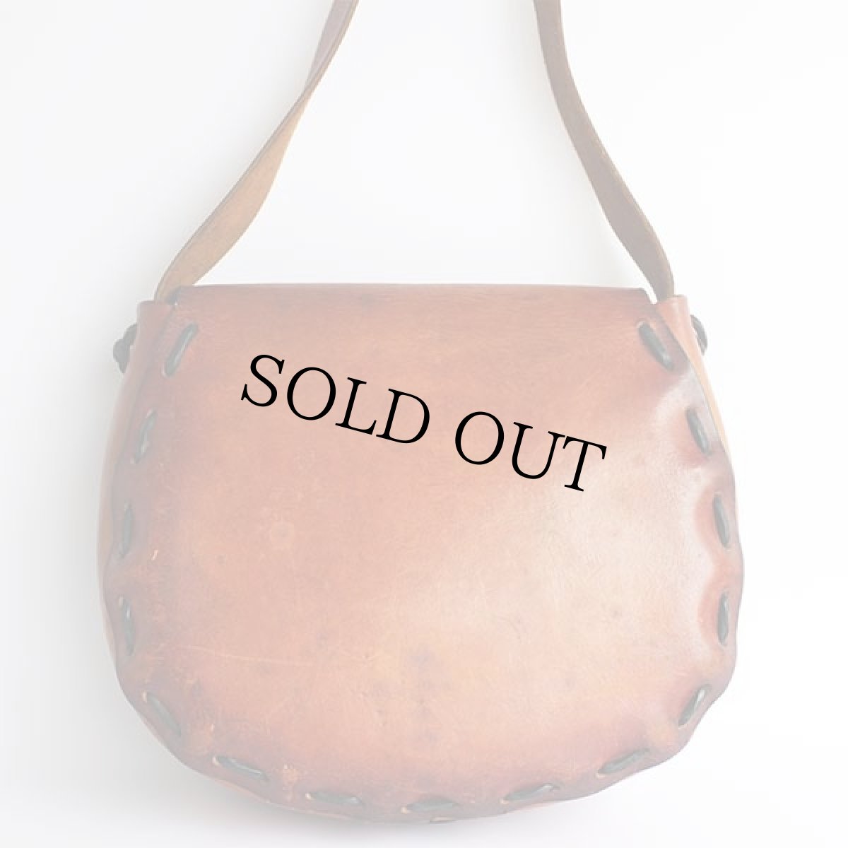 画像3: 70s 花柄 カービング ペイント レザー ショルダーバッグ 茶 (3)