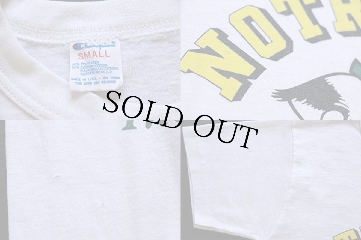 画像3: 80s USA製 Championチャンピオン NOTRE DAME 染み込みプリント Tシャツ 白 S (3)