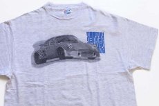 画像1: 90s USA製 Hanes ポルシェ RACING 両面プリント コットンTシャツ 杢ライトグレー L (1)