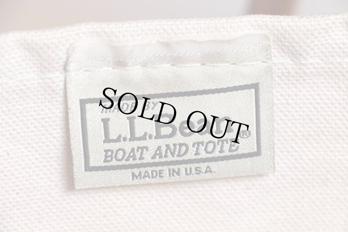 画像3: USA製 L.L.Bean BOAT AND TOTE レザーハンドル キャンバス トートバッグ 紺 M★ミディアム (3)