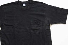 画像1: 70s JCPenney 無地 コットン ポケットTシャツ 黒 M (1)