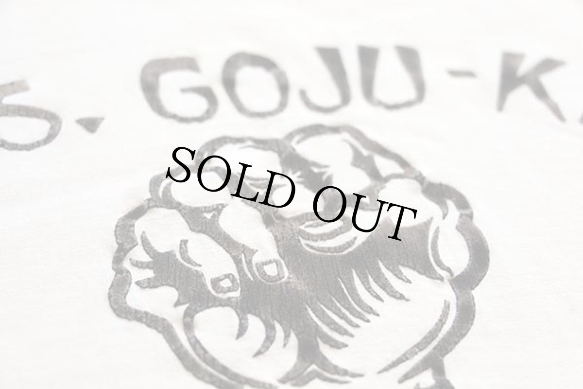 画像5: 80s WIS.GOJU-KAI KARATE-DO 剛柔流 空手道 フェルトプリント リンガーTシャツ ボロ 白×黒×赤 (5)