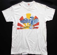 画像2: 70s Hanes Thunderbar Bird 染み込みプリント コットンTシャツ 白 M (2)