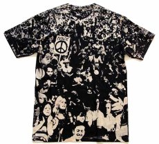 画像3: WOODSTOCKウッドストック風 PEACE オールオーバープリント Tシャツ 黒 M (3)