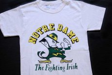 画像1: 80s USA製 Championチャンピオン NOTRE DAME 染み込みプリント Tシャツ 白 S (1)