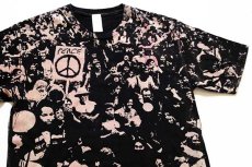 画像1: WOODSTOCKウッドストック風 PEACE オールオーバープリント Tシャツ 黒 M (1)